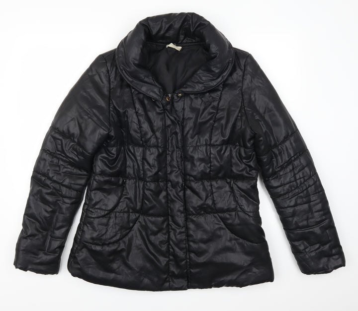 Promod Womens Black Quilted Coat Size 14