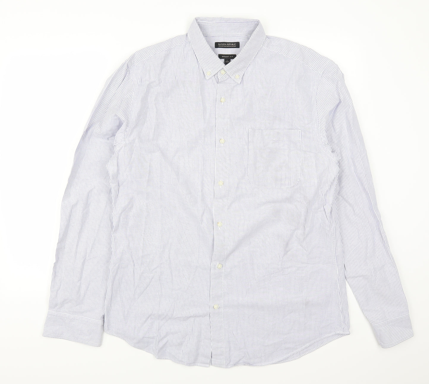 Banana Republic Mens Blue Striped   Button-Up Size L