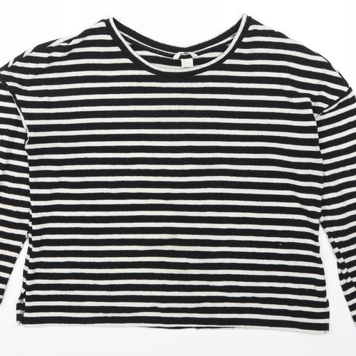 H&M Womens Beige Striped  Pullover Sweatshirt Size L