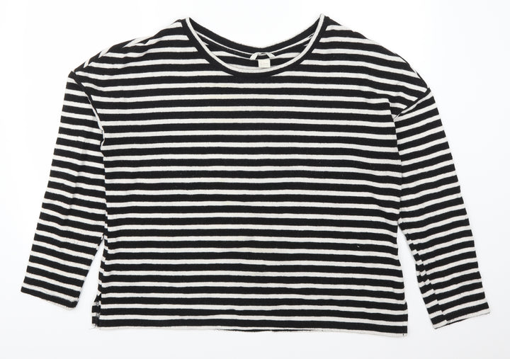 H&M Womens Beige Striped Pullover Sweatshirt Size L