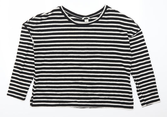 H&M Womens Beige Striped  Pullover Sweatshirt Size L