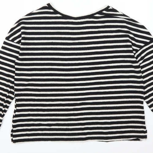 H&M Womens Beige Striped  Pullover Sweatshirt Size L
