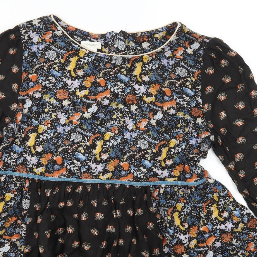 Monsoon Girls Brown Animal Print  Skater Dress  Size 12-13 Years