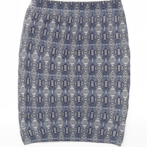NEXT Womens Blue Geometric  Straight & Pencil Skirt Size 8