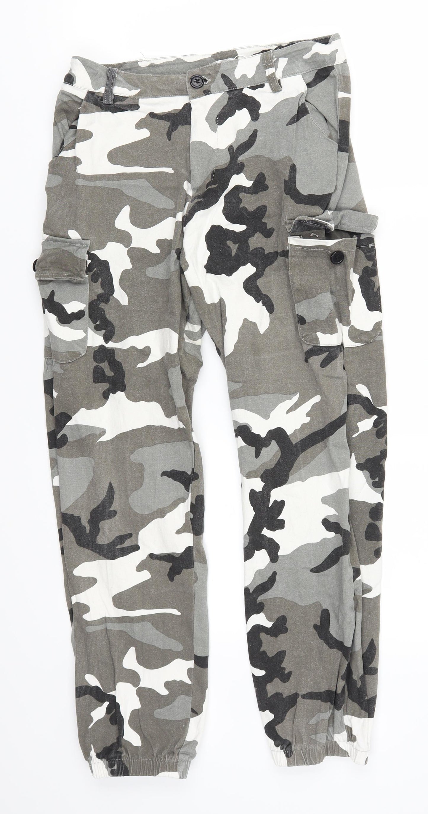 Cherry Koko Womens Grey Camouflage  Cargo Trousers Size 29 in L24 in