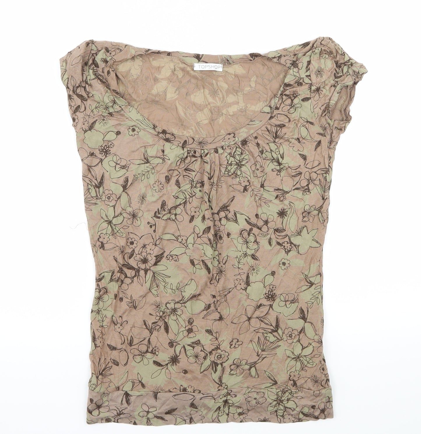 Topshop Womens Brown Floral Jersey Basic T-Shirt Size 8