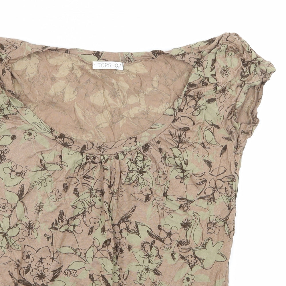 Topshop Womens Brown Floral Jersey Basic T-Shirt Size 8