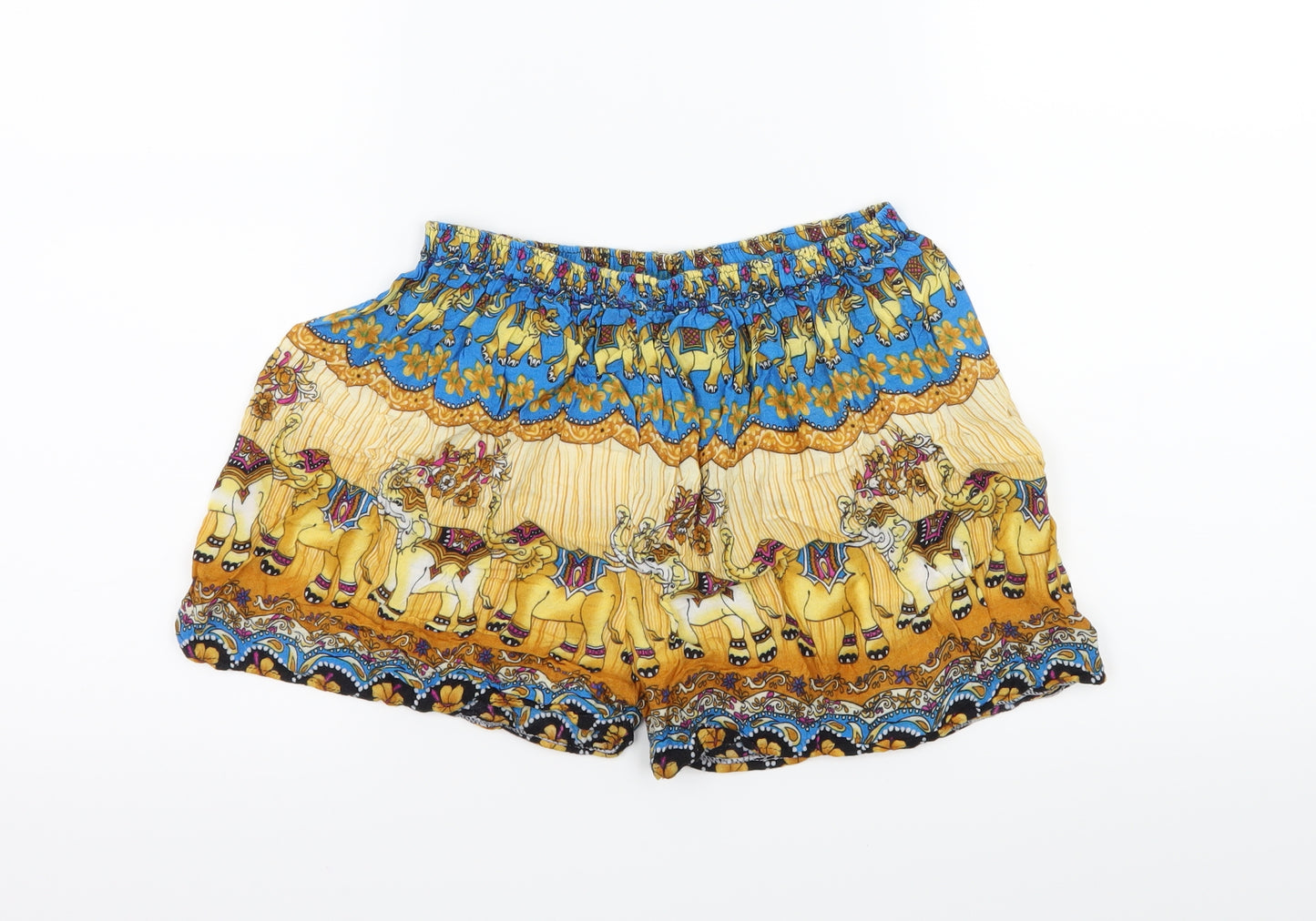 Preworn Womens Multicoloured Geometric  Hot Pants Shorts Size 30 in - Elephants