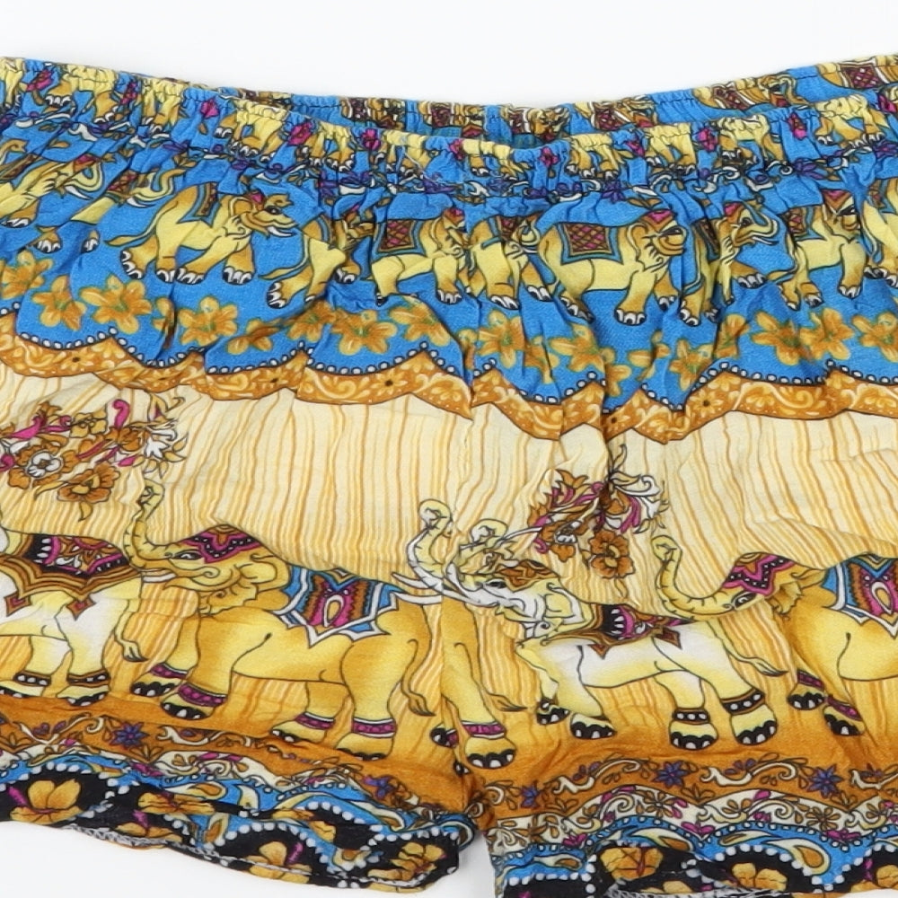 Preworn Womens Multicoloured Geometric  Hot Pants Shorts Size 30 in - Elephants