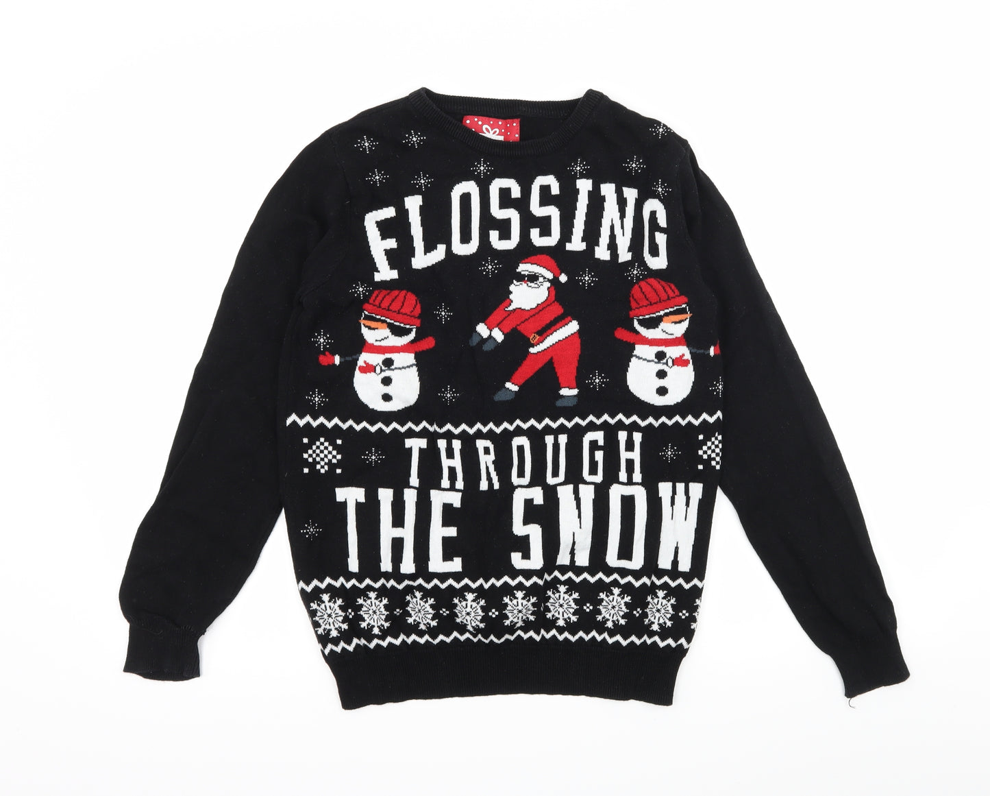 Primark Boys Black  Knit Pullover Jumper Size 13-14 Years  - Flossing through the snow