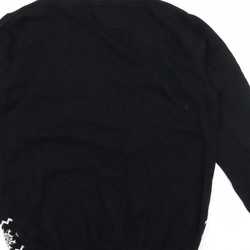 Primark Boys Black  Knit Pullover Jumper Size 13-14 Years  - Flossing through the snow