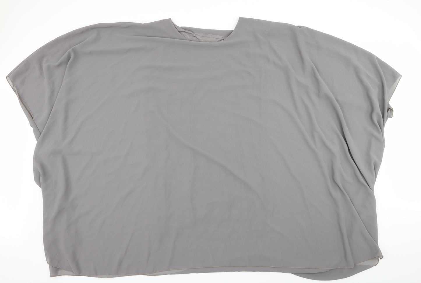 Preworn Womens Grey   Bodycon  Size 6  - Sheer Batwing sleeves