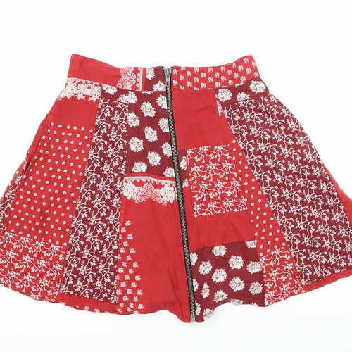 Cooperative Womens Red Floral  Flare Skirt Size S