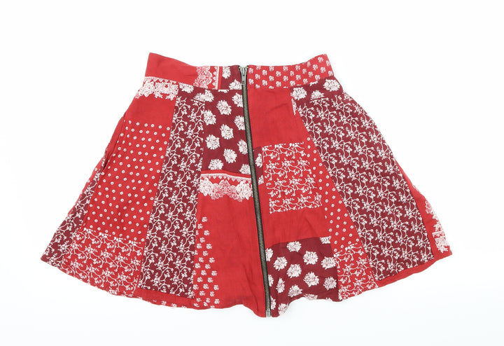 Cooperative Womens Red Floral  Flare Skirt Size S