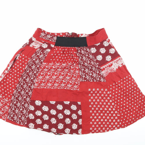 Cooperative Womens Red Floral  Flare Skirt Size S