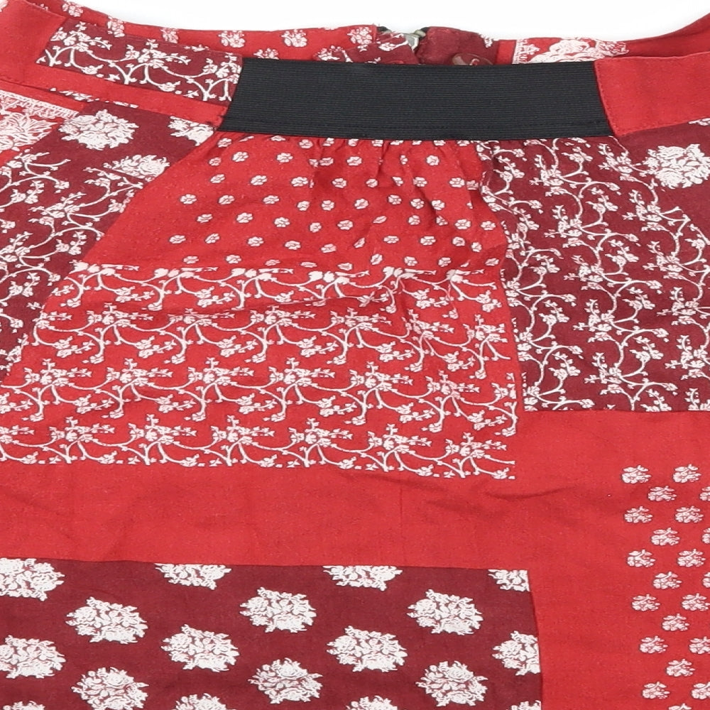 Cooperative Womens Red Floral  Flare Skirt Size S