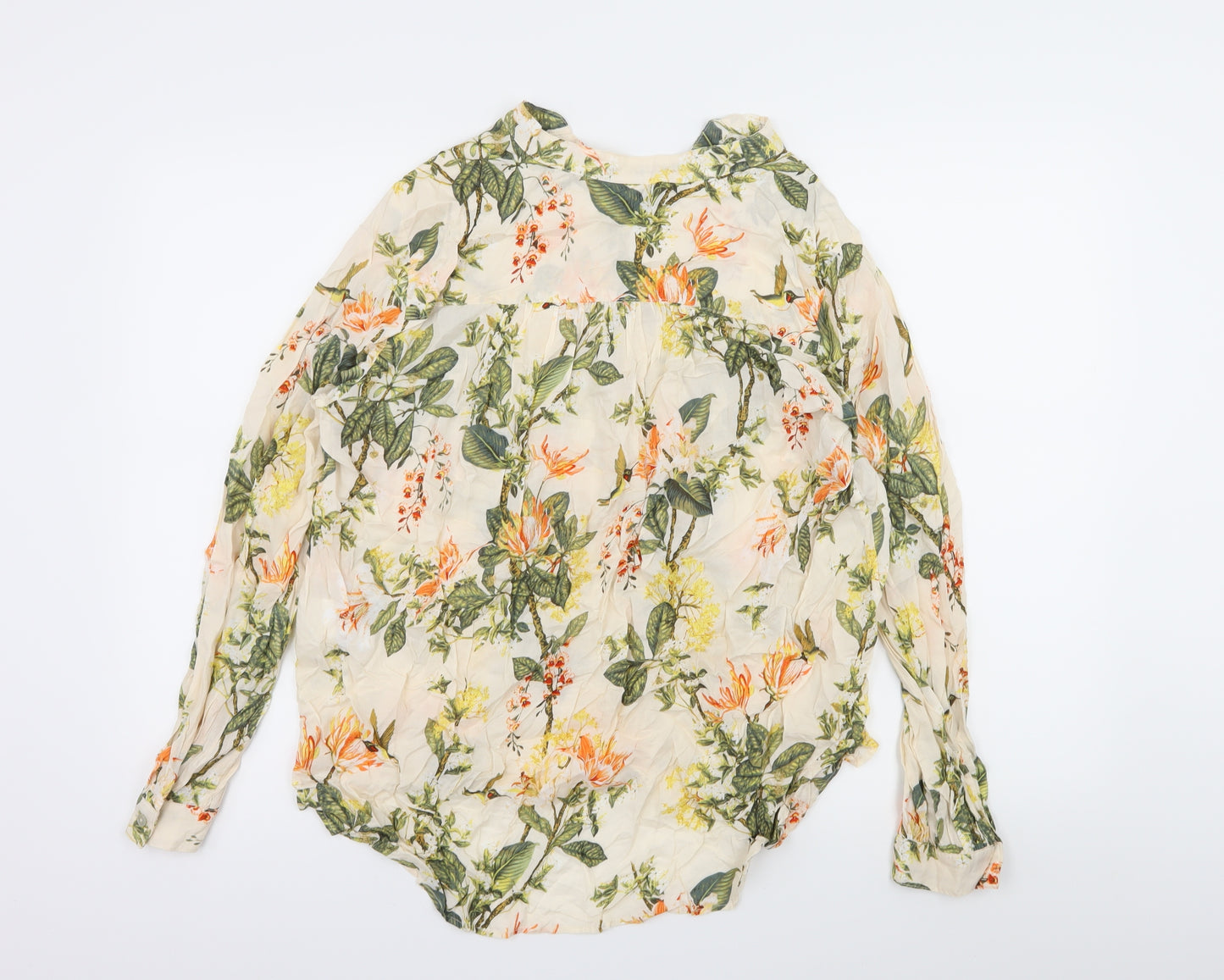 H&M Womens Ivory Floral  Basic Blouse Size 16
