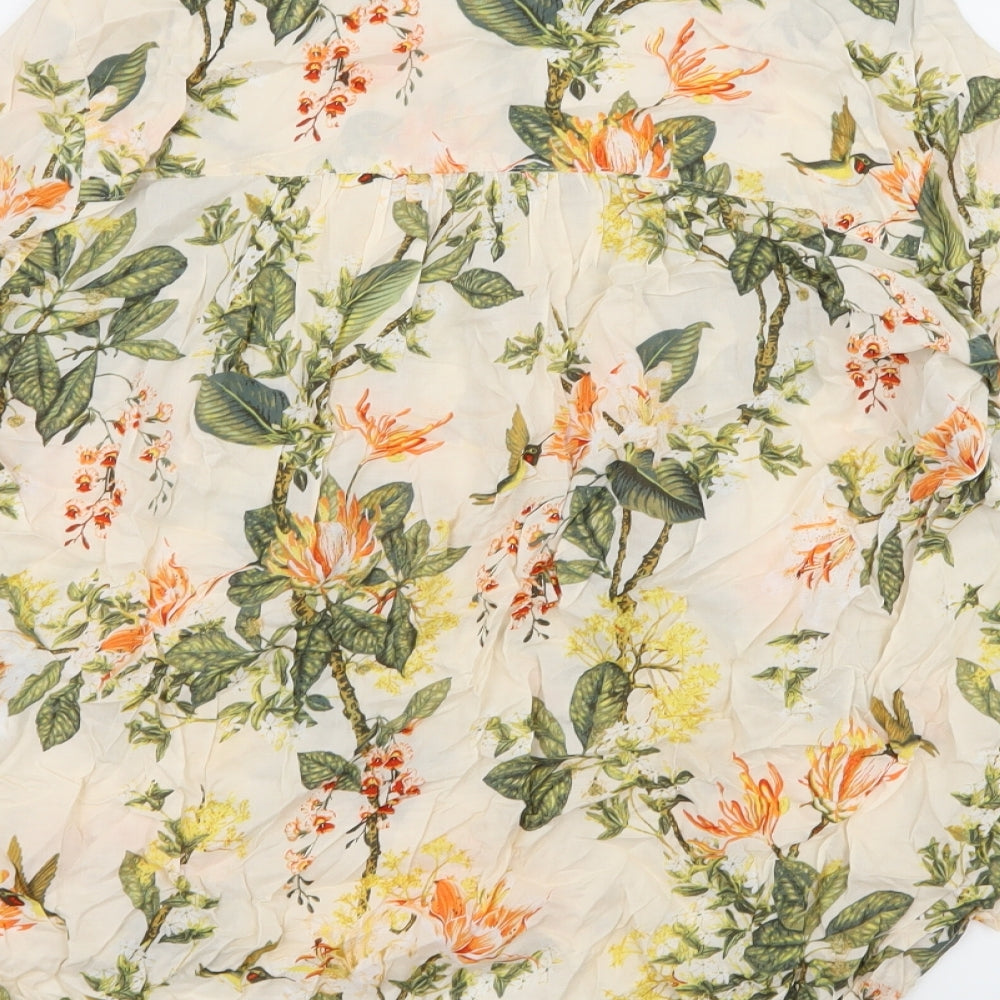 H&M Womens Ivory Floral  Basic Blouse Size 16