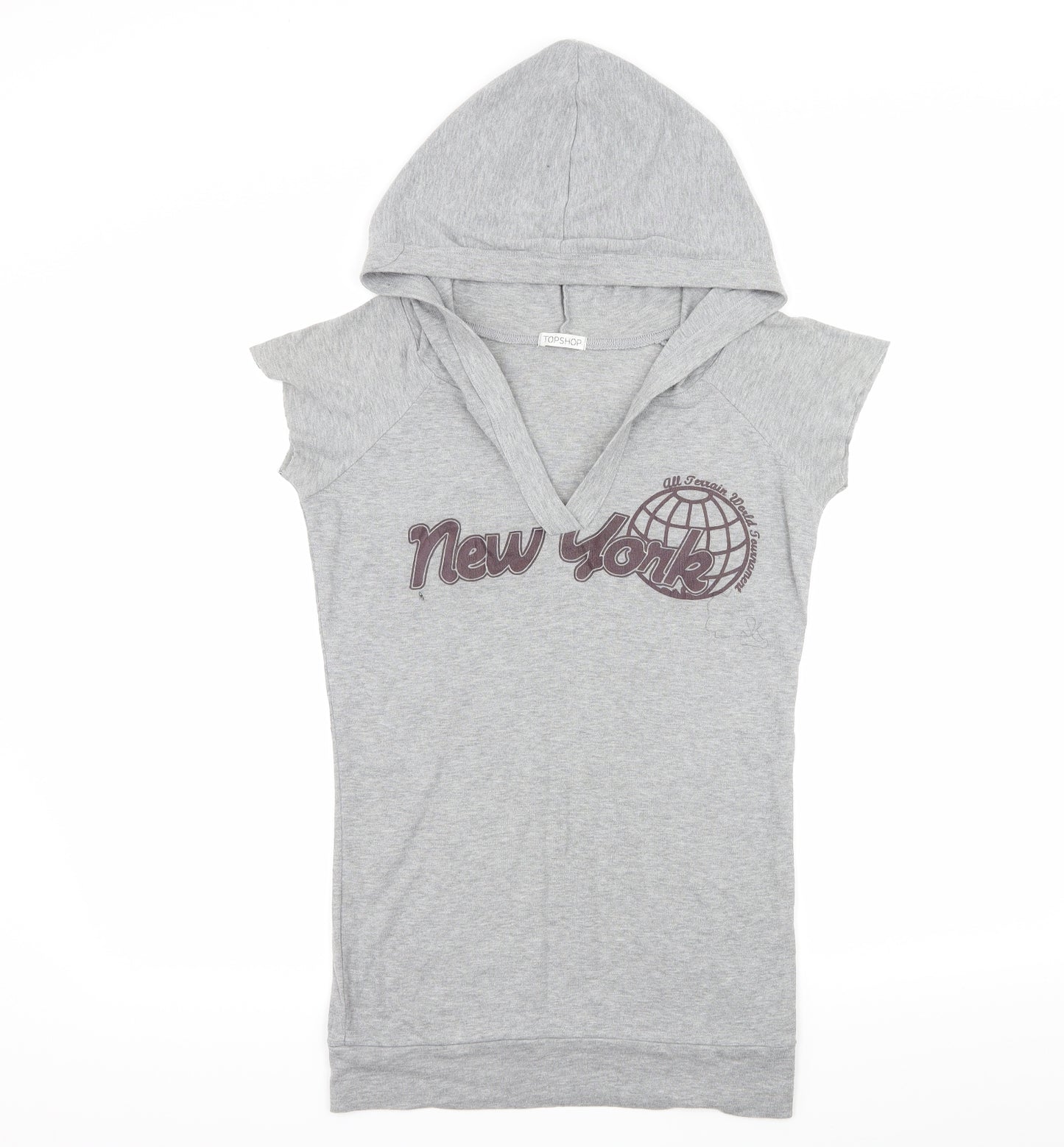 Topshop Womens Grey  Jersey Pullover Hoodie Size 10  - New York