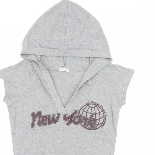 Topshop Womens Grey  Jersey Pullover Hoodie Size 10  - New York