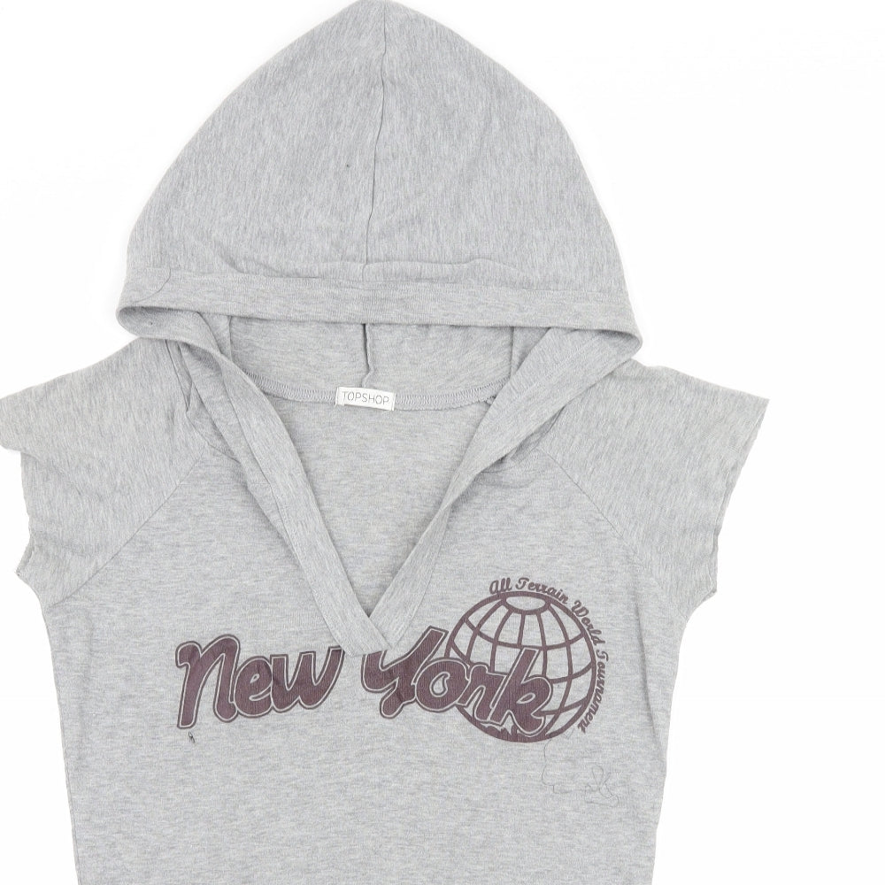 Topshop Womens Grey  Jersey Pullover Hoodie Size 10  - New York