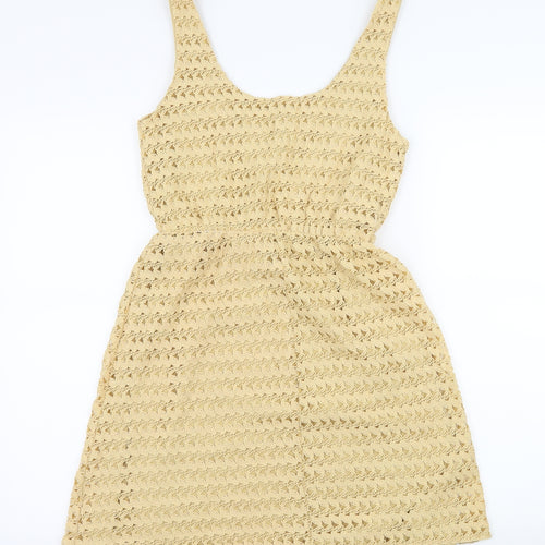 Johann Earl Womens Beige  Crochet Skater Dress  Size M