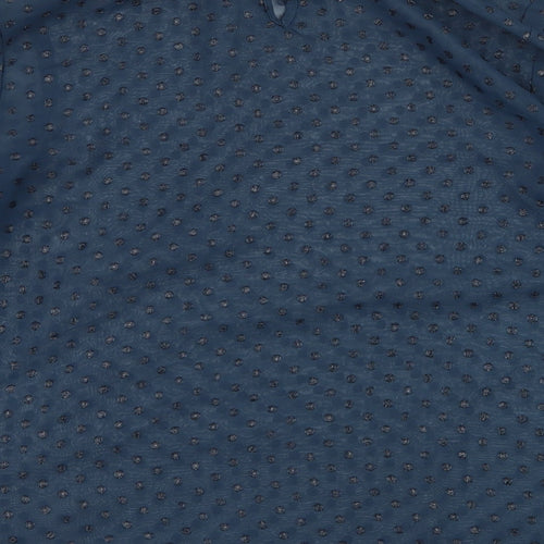New Look Womens Blue Polka Dot  Basic Blouse Size 10  - Sheer