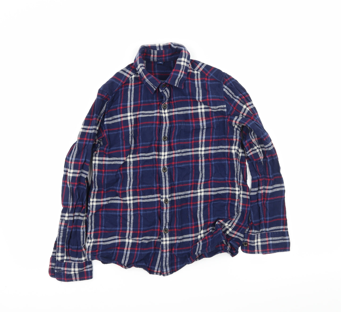 Uniqlo Boys Blue Plaid  Basic Button-Up Size 9-10 Years
