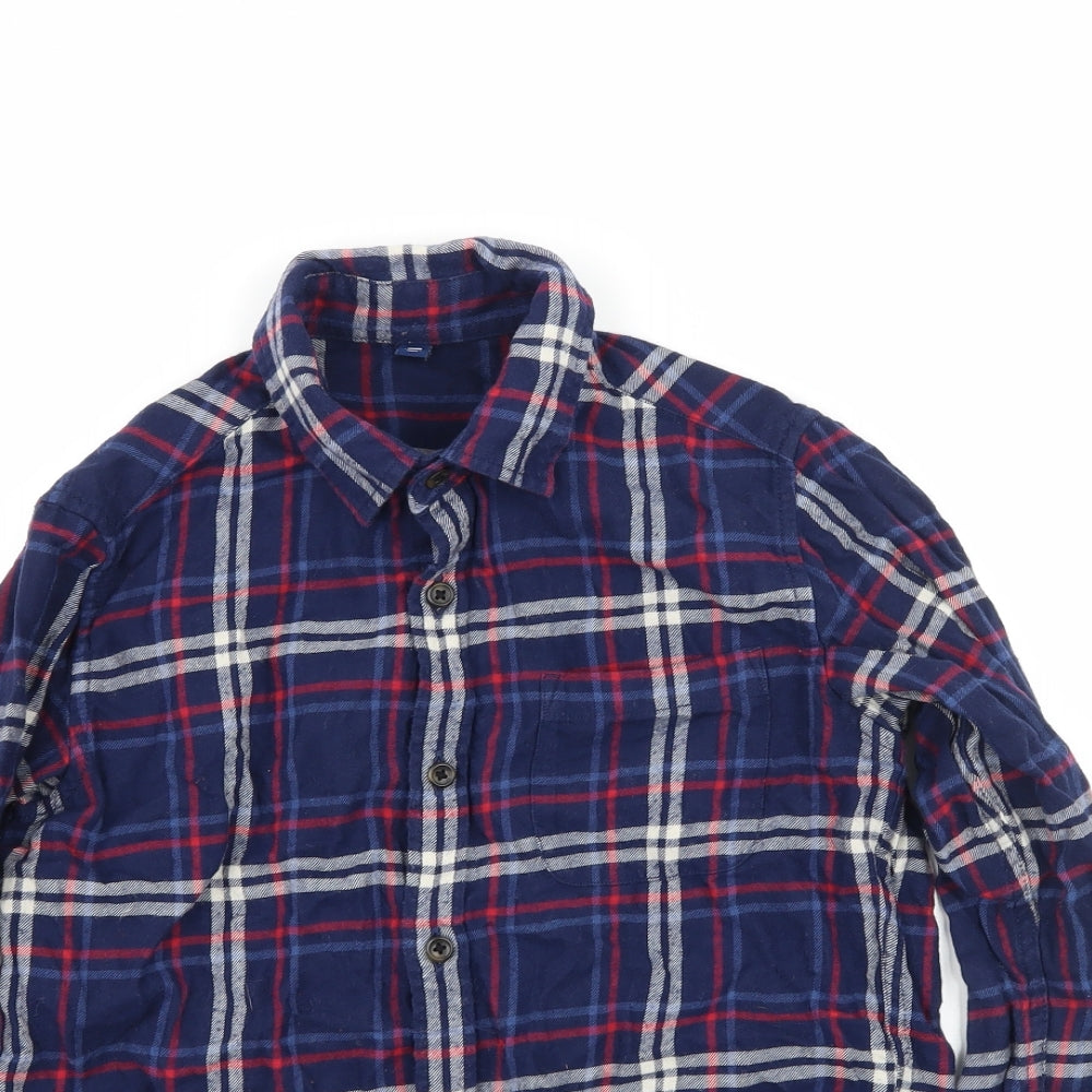 Uniqlo Boys Blue Plaid  Basic Button-Up Size 9-10 Years