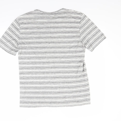 Reiss Mens Grey Striped   T-Shirt Size M