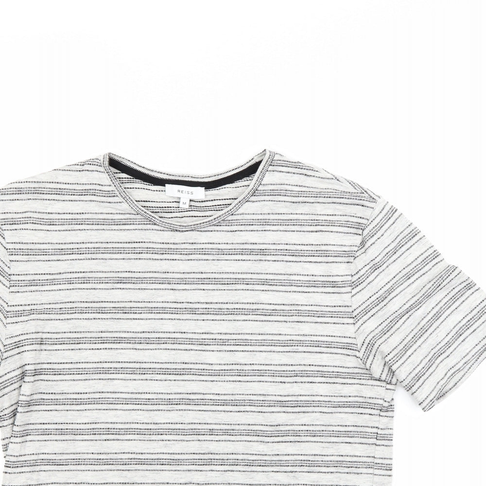 Reiss Mens Grey Striped   T-Shirt Size M
