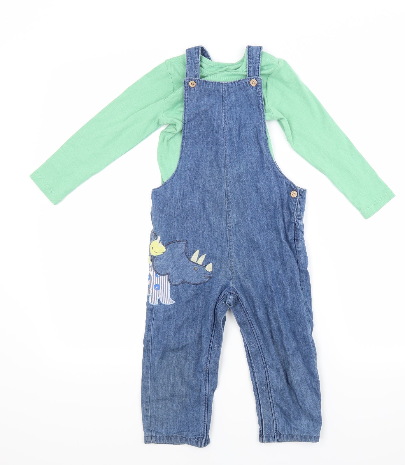 Marks and Spencer Boys Blue  Denim Dungarees Trousers Size 2-3 Years