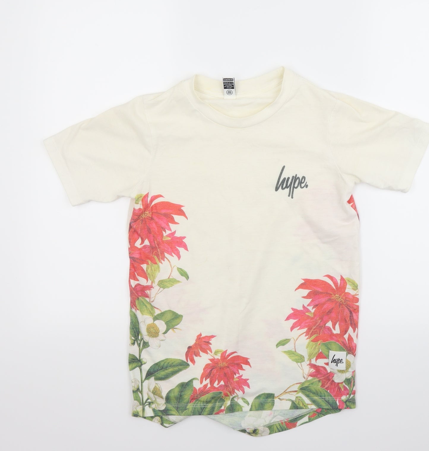 Hype Girls White Floral  Basic T-Shirt Size 11-12 Years