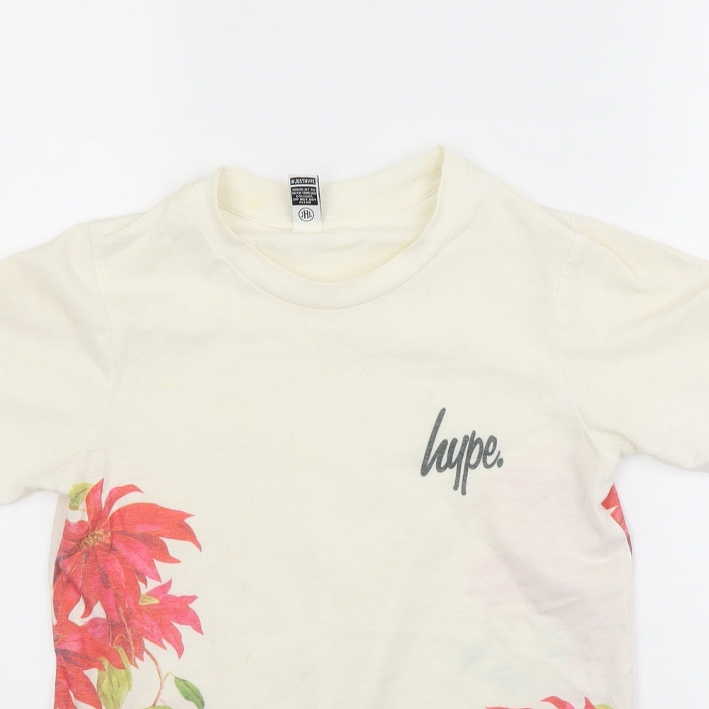 Hype Girls White Floral  Basic T-Shirt Size 11-12 Years