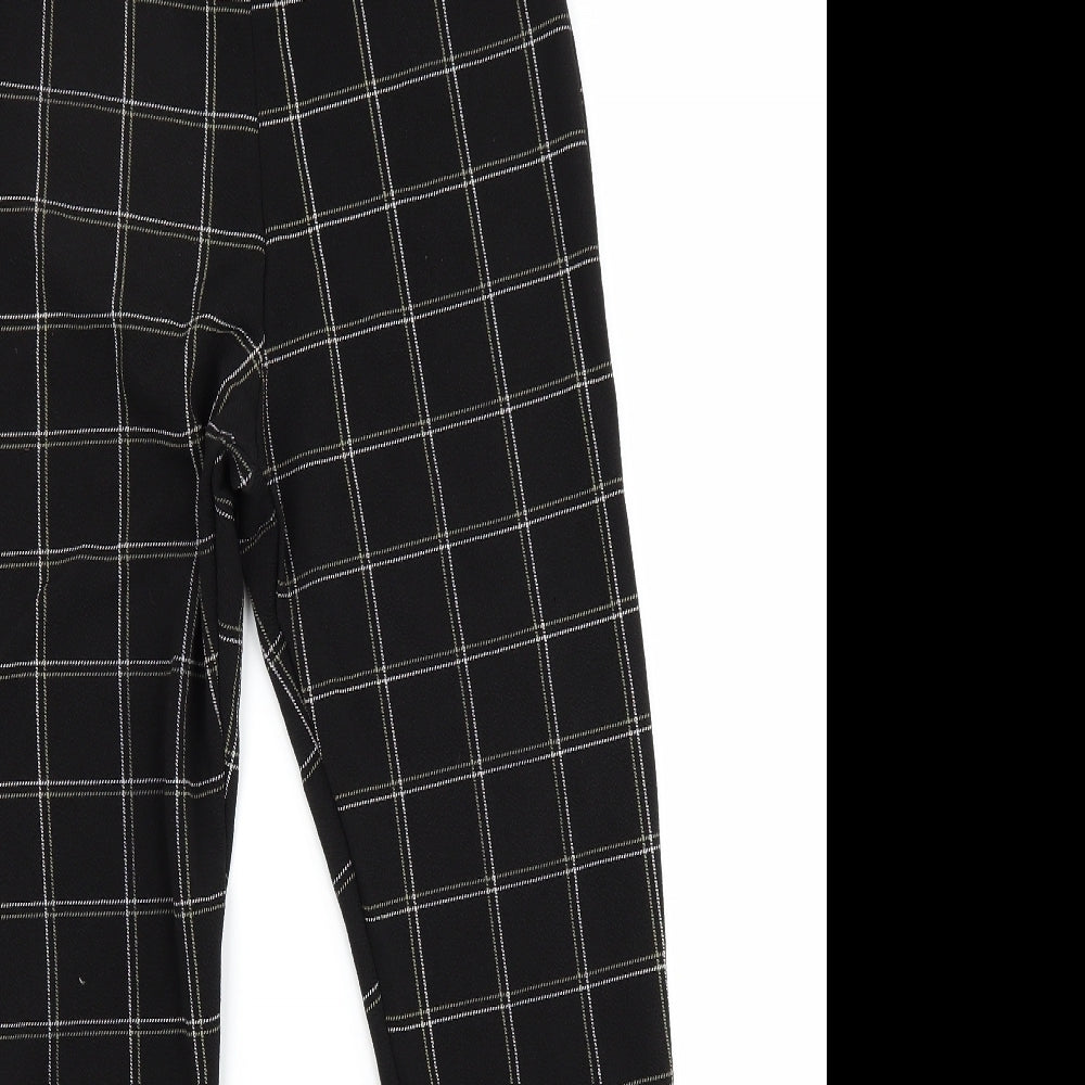 PRETTYLITTLETHING Womens Black Check  Trousers  Size 10 L27 in