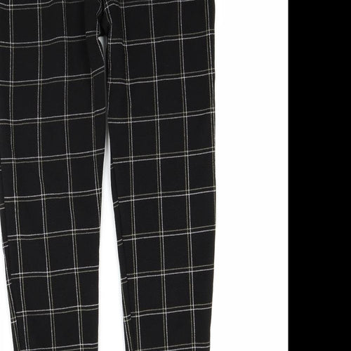 PRETTYLITTLETHING Womens Black Check  Trousers  Size 10 L27 in