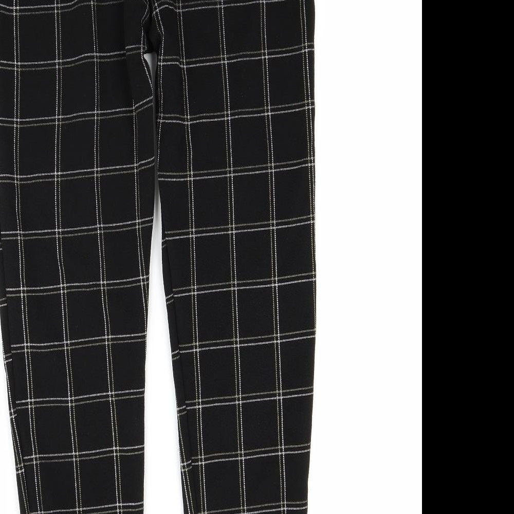 PRETTYLITTLETHING Womens Black Check  Trousers  Size 10 L27 in