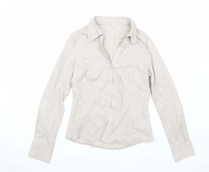 Preworn Womens Grey Basic Button-Up Size L
