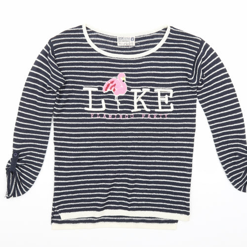 BSK Womens Blue Striped  Pullover Jumper Size M