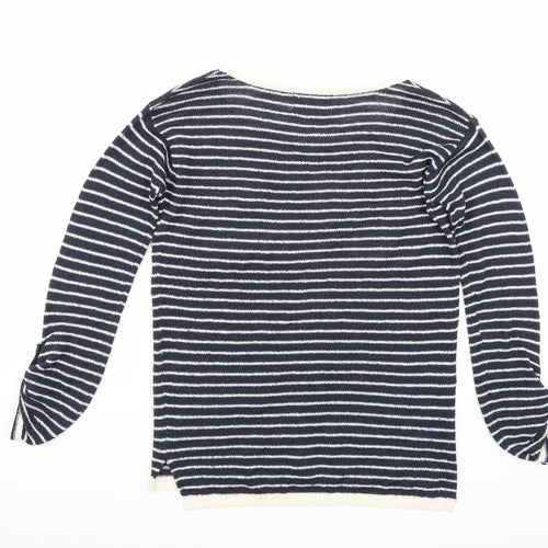 BSK Womens Blue Striped  Pullover Jumper Size M
