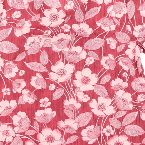 Fang hua Womens Pink Floral  Basic Blouse Size XL