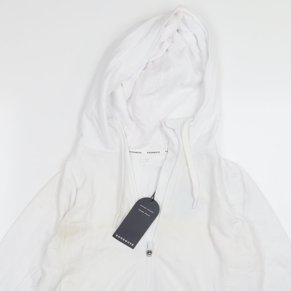 Marks and Spencer Womens White  Jersey Full Zip Hoodie Size 10