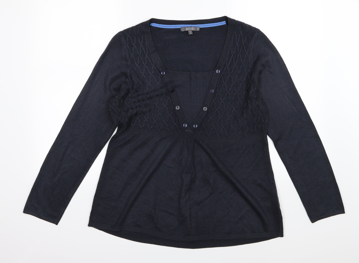 Per Una Womens Blue  Knit Pullover Jumper Size 16
