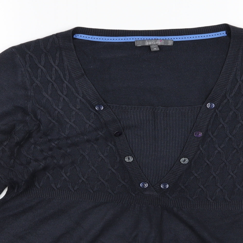 Per Una Womens Blue  Knit Pullover Jumper Size 16