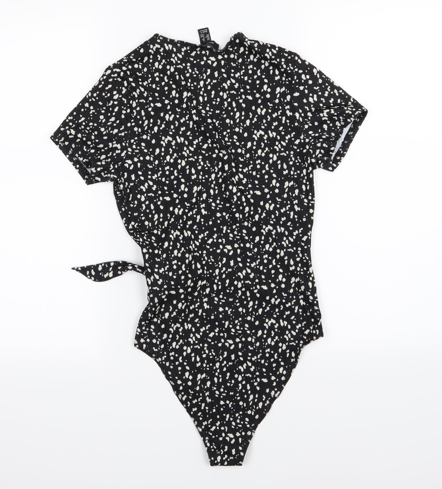 New Look Womens Black Polka Dot Jersey Basic T-Shirt Size 12  - Body suit