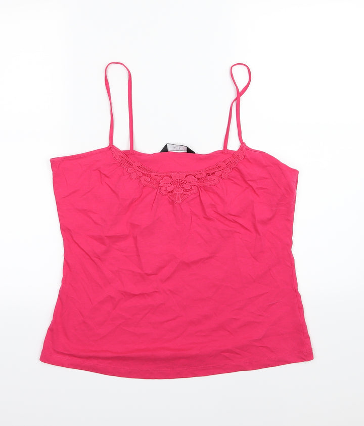 F&F Womens Pink Floral Jersey Basic Tank Size 16