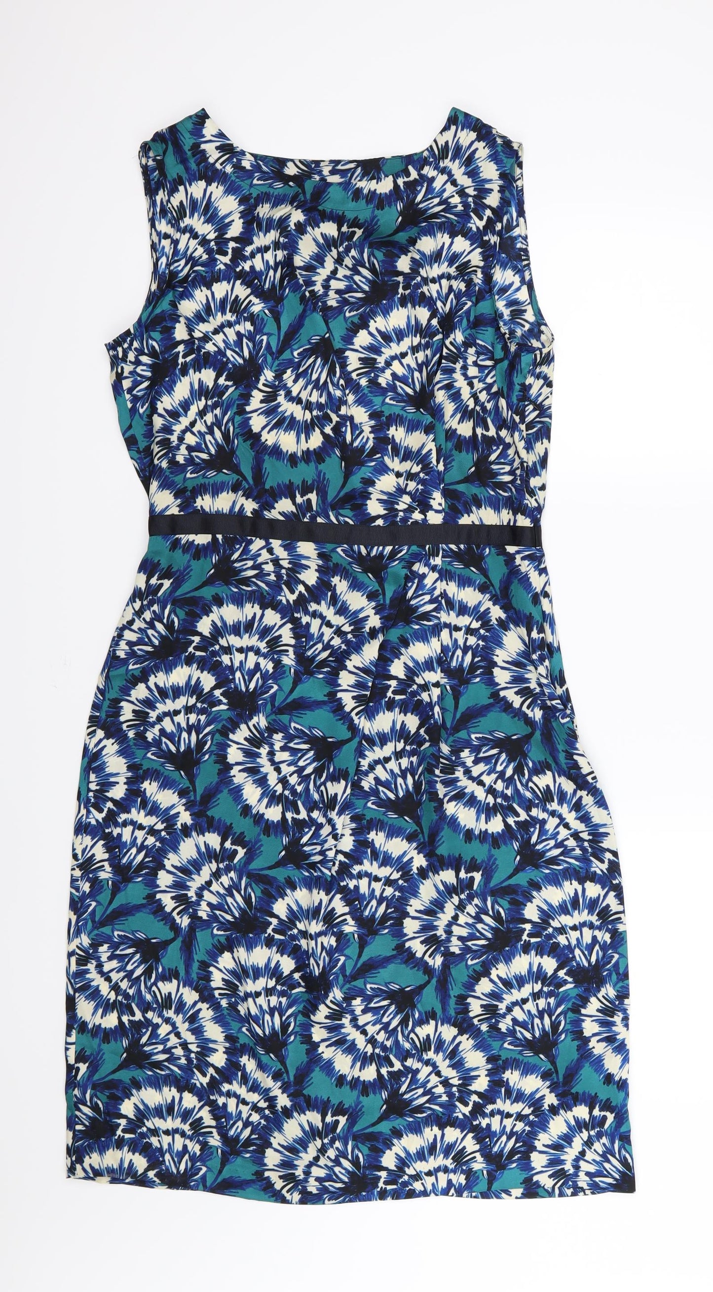 Clements Ribeiro Womens Blue Floral Chiffon A-Line  Size 12