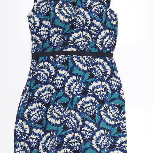 Clements Ribeiro Womens Blue Floral Chiffon A-Line  Size 12