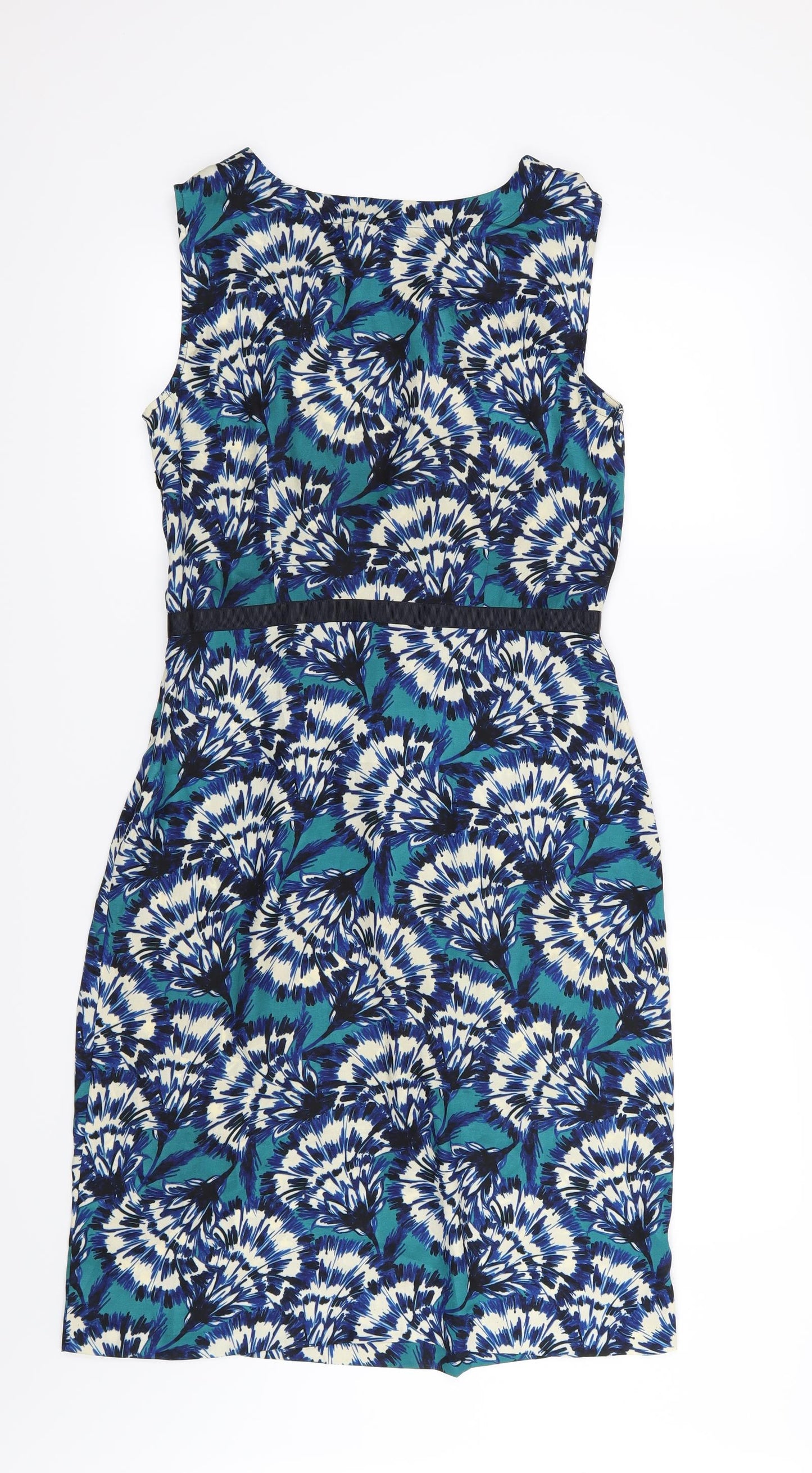 Clements Ribeiro Womens Blue Floral Chiffon A-Line  Size 12