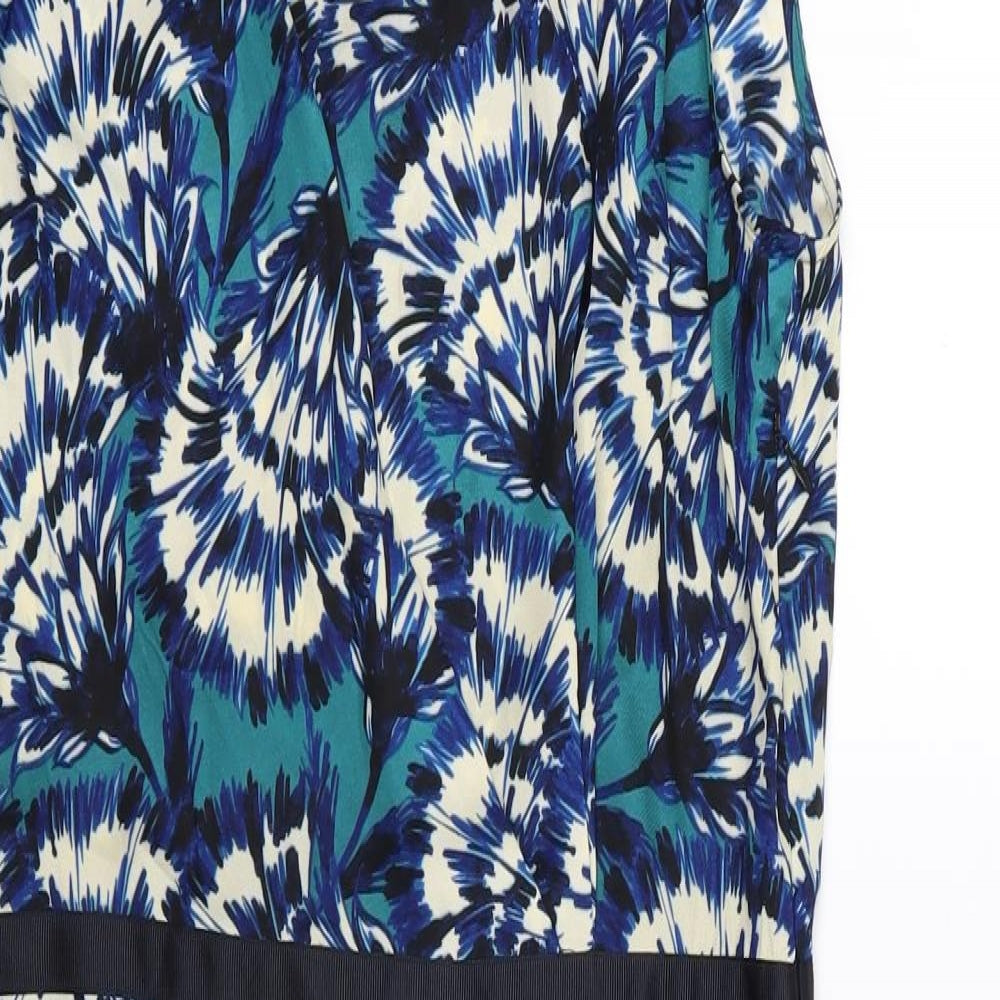 Clements Ribeiro Womens Blue Floral Chiffon A-Line  Size 12